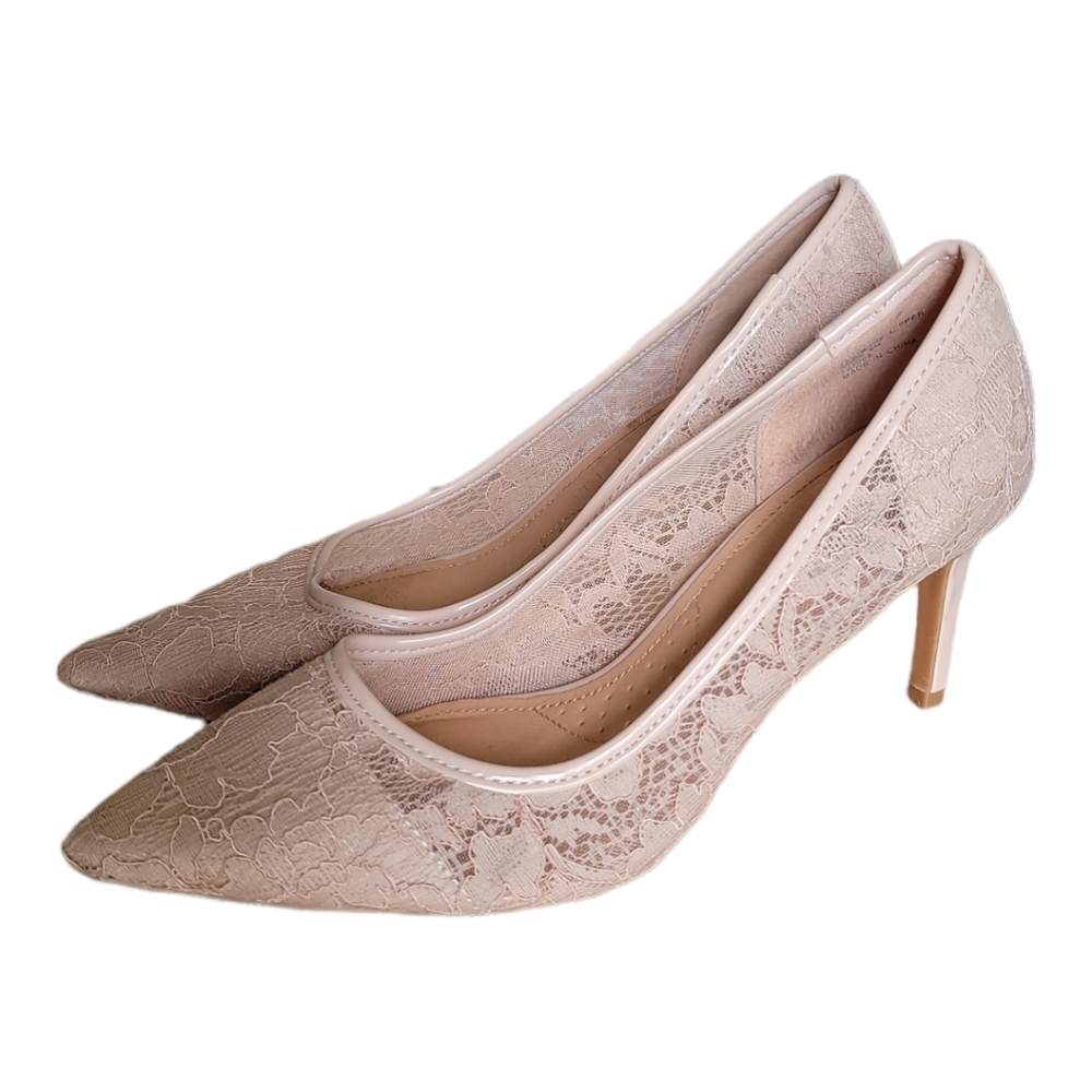 Women's Lace and Mesh Pointy Toe Stiletto Pumps Size 8